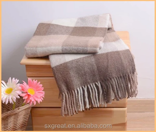 wool plaid wholesale acrylic throw blanket