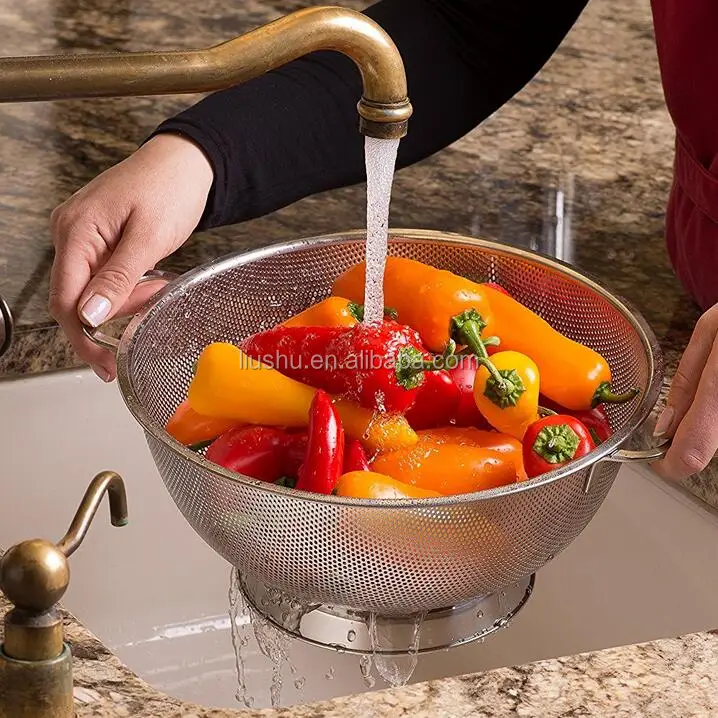 Stainless steel fruit vegetable pasta rice dishwasher colander bowl