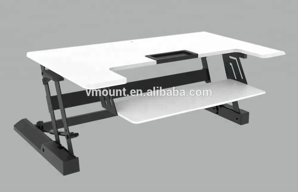 
Ergonomic folding gas spring computer table workstation sit stand desk dual monitor riser VM-LD02 