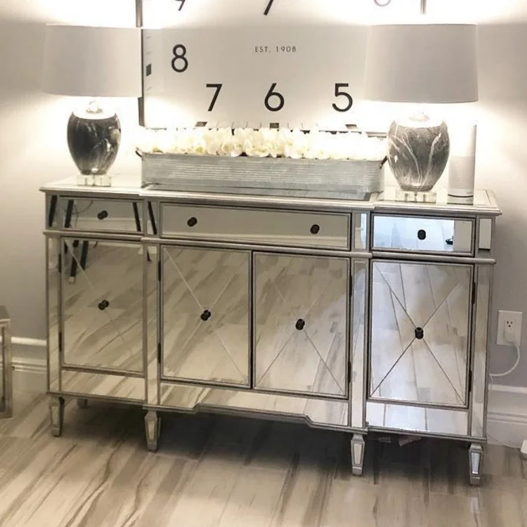 Coolbang Vanity Modern Living Room Furniture Mirrored Chest Of Drawer Cabinet