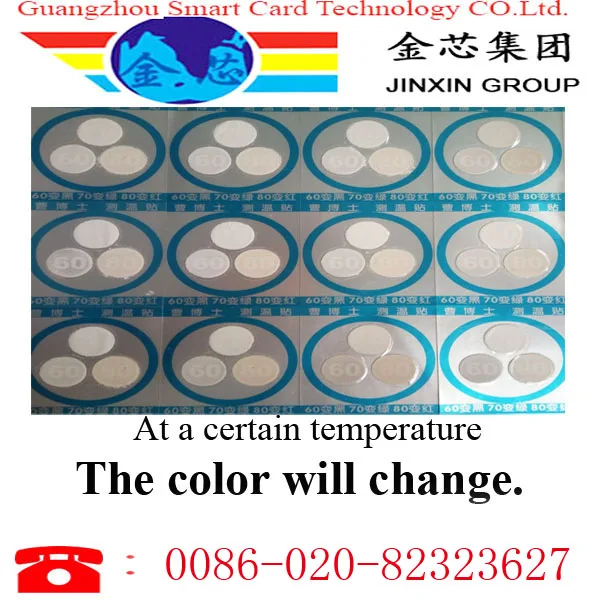 2016 custom reversible water indicator temperature heat sensitive color changing sticker