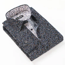 New Summer 2015 Business Casual Style Patchwork Floral Dress Shirts Men Long Sleeve Square Collar Slim Fit Thin Non Iron Shirt