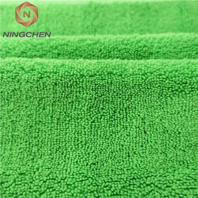 Blue Color Microfiber One Side Long Pile One Side Short Pile Towel Fabric