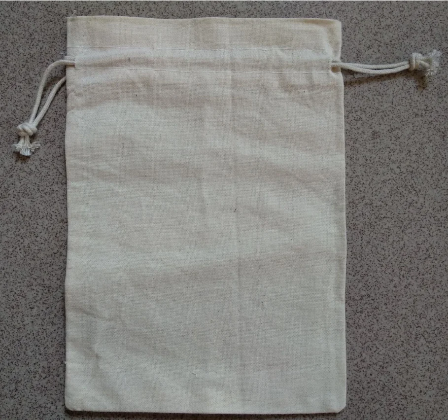 custom size 10*13cm nautral cotton drawstring jewelry storage and packaging dust bag