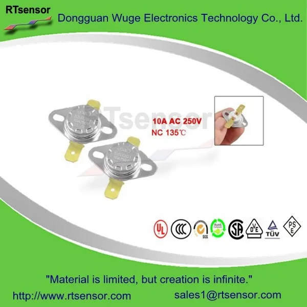 10A 250V 135 Celsius Normal Closed Ceramic Thermostat KSD301 KSD302 For Microwave Oven