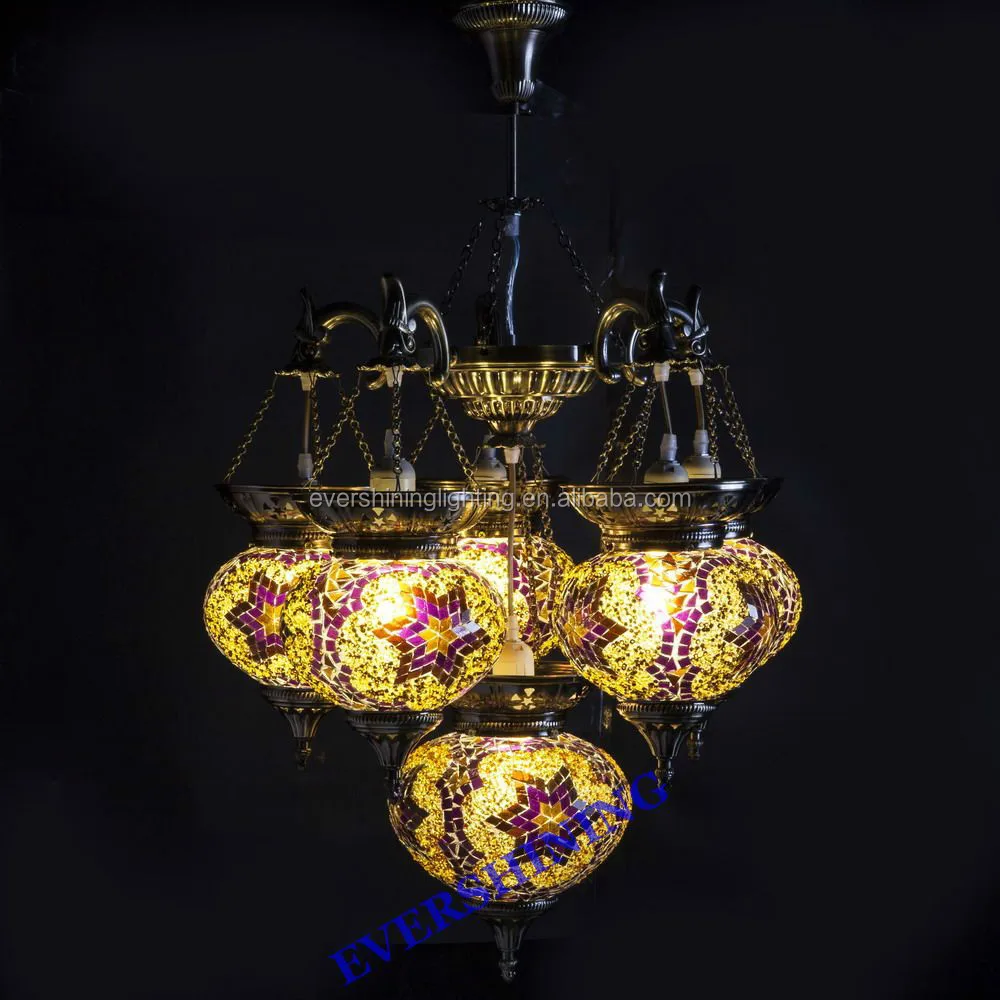 YMA421 2016 Evershining New 6 Glass Energy Saving Handcrafted Mosaic Hanging Glass Balls Chandelier for Home