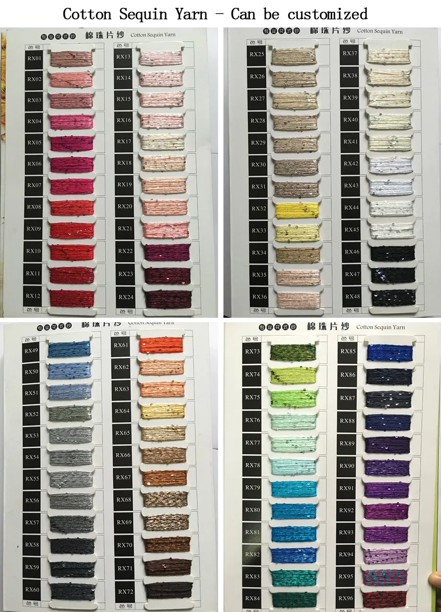 
Supplied by the gold medal supplier brushed spangle cotton yarn of sequins 