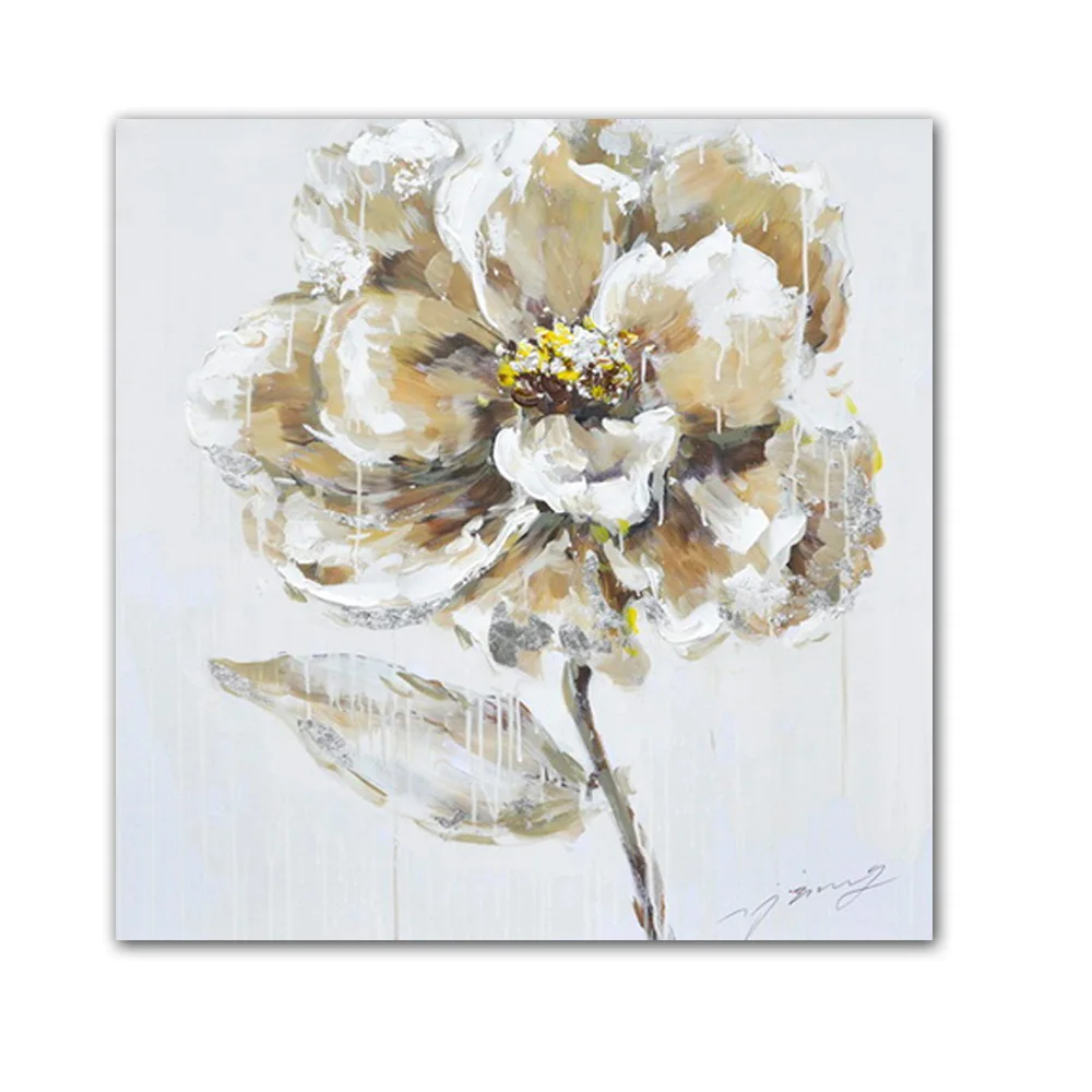An Outstanding Golden Branch Of Peony Flowers  Modern Oil Print Painting On Canvas Art Galleries Decor Wall For Living Room