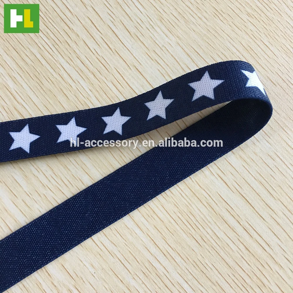Customized dye sublimation printed web band elastic webbing for apparel 20 mm wide navy blue