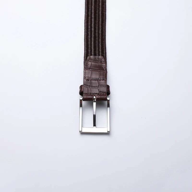 2022 New Style Germany Bonded Leather Regenerated Leather Braided Belt With Cow Leather Head and End
