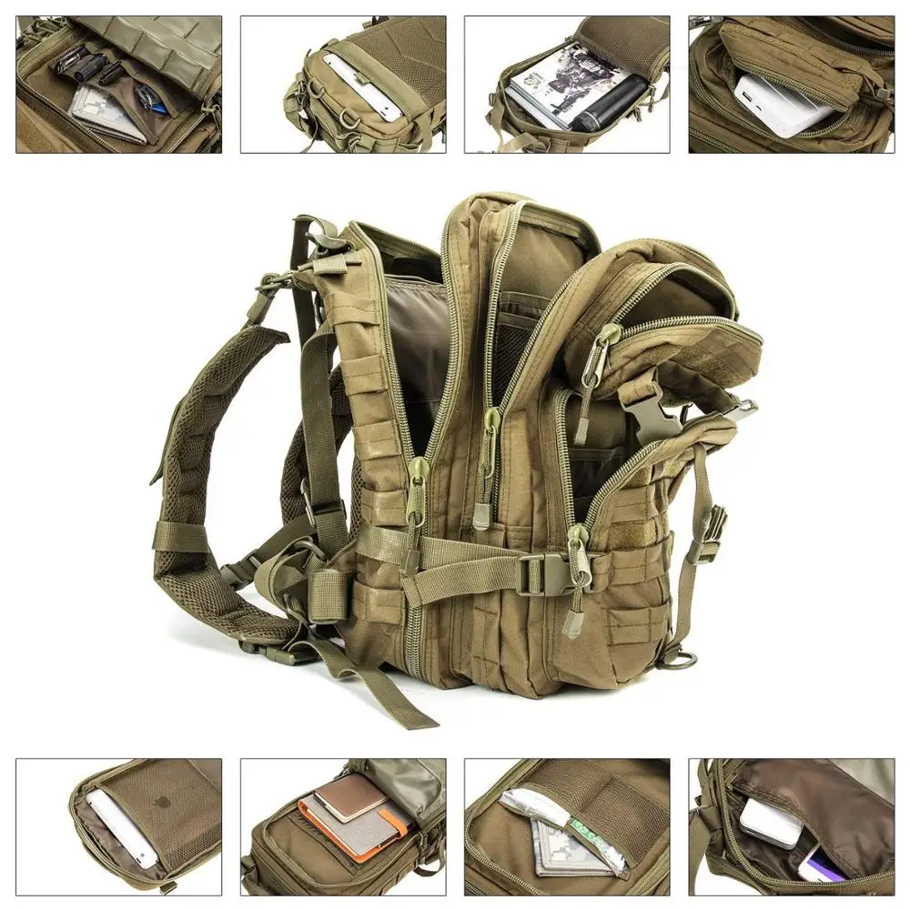 600D Polyester Tactical Assault Backpack Water Resistant  Rucksack Outdoor Trekking Backpack