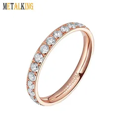 4mm Rose Gold Titanium Eternity Ring with Cubic Zirconia Inlay Womens Wedding Engagement Band