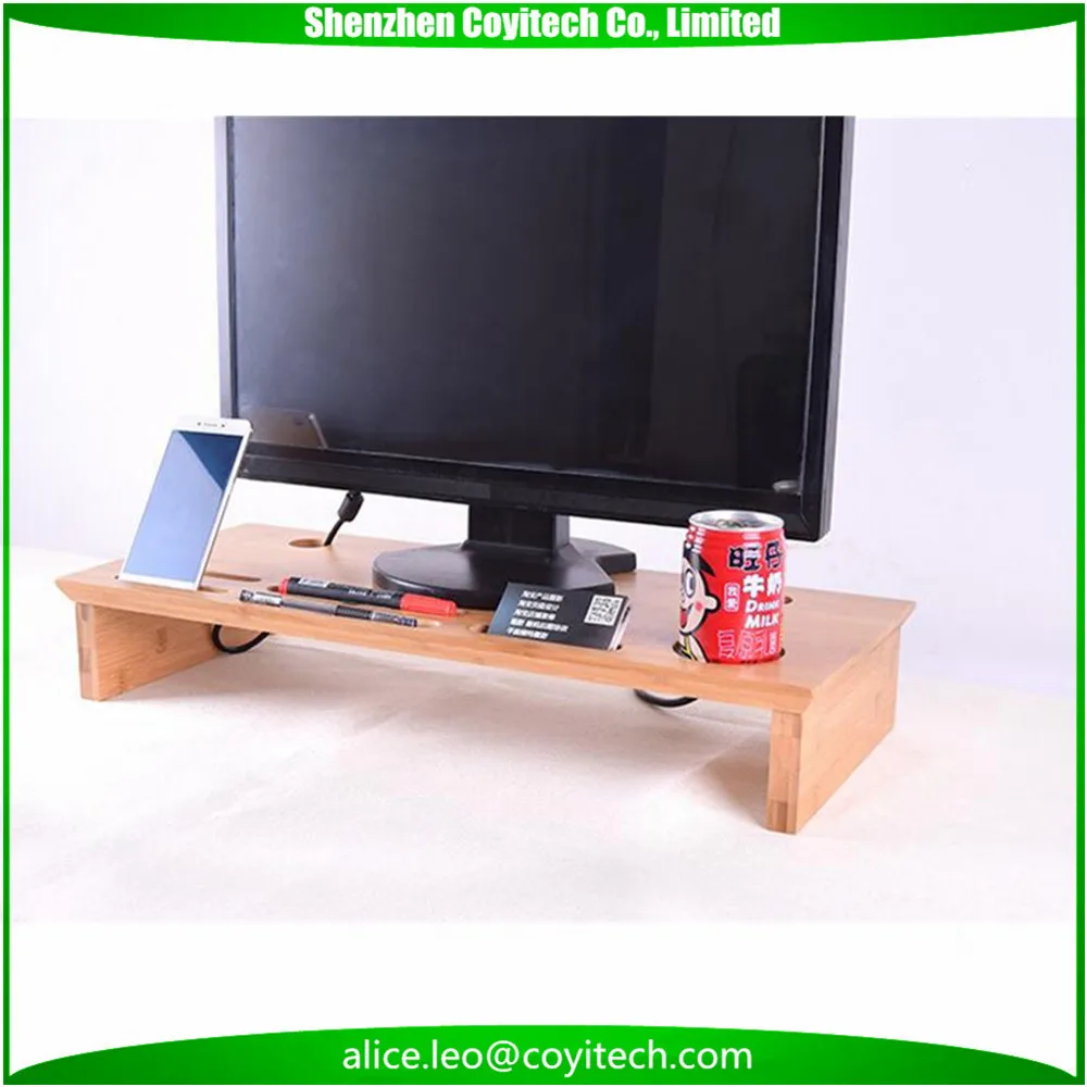 Universal Bamboo Desktop Monitor Heighten Stand Computer Dock Holder Laptop Rack Display Bracket for iMac MacBook Notebook