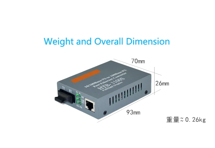Single Mode 25km Dual Fiber 10 100 base tx fx fiber optic media converter