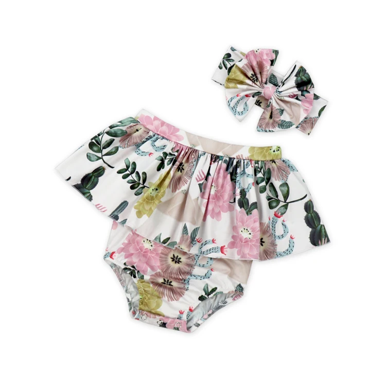 Оптовая продажа, детская одежда без рукавов с цветочным узором, весенняя одежда с цветочным принтом, спортивный костюм для малышей, комбинезон для девочек и мальчиков