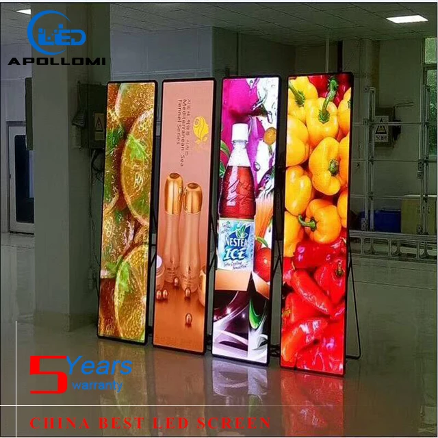 HD ultra thin indoor P2.5mm standing poster screen led display mirror screen