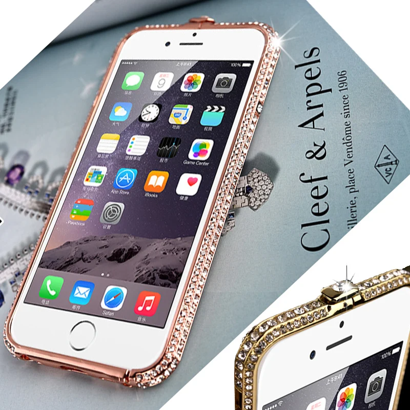 Metal Frame Case for iPhone  6s 67 8 Plus X XR XSMAX  Luxury Aluminum Metal Bumper Bling Glitter Diamond rhinestone shinning