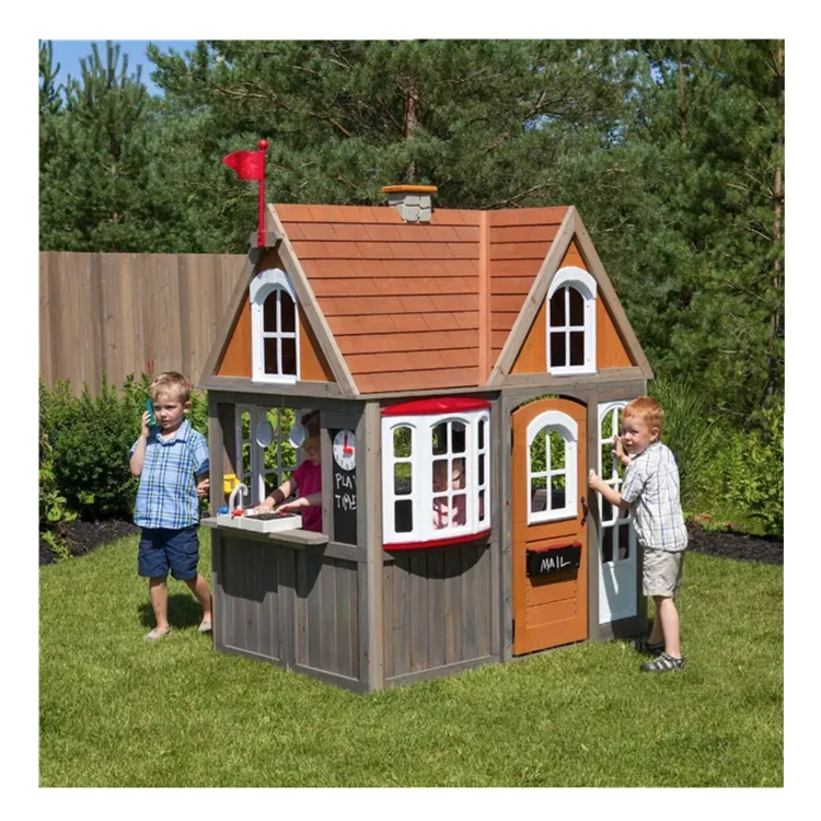 
Custom Collins Kids Wooden Playhouse Outdoor Garden Cottage Playhouse With Kitchen Toy Play Set 
