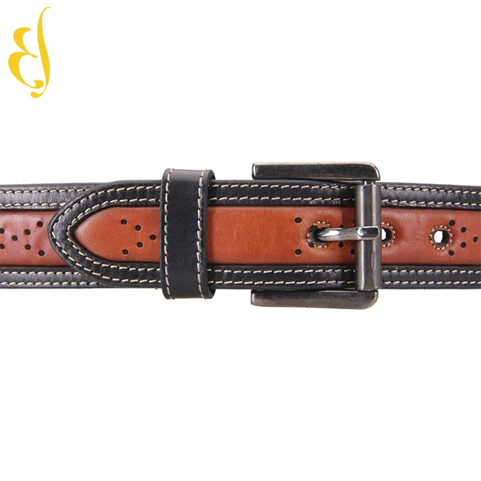 Pin Buckle Custom Logo Mens Luxury Leather Belt Cowboy style personalized perforated mens designer belts