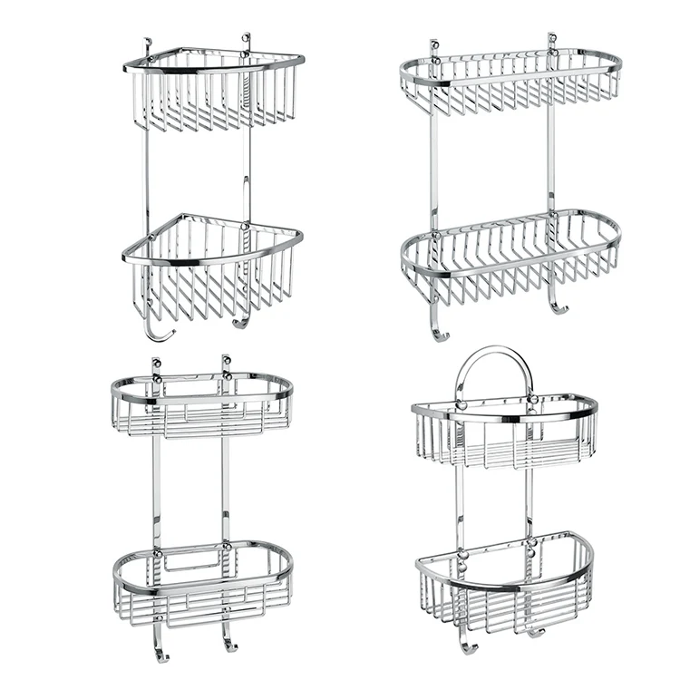 Stainless Steel Two Tier Bathroom Wall Shower Corner Triangle Shelf