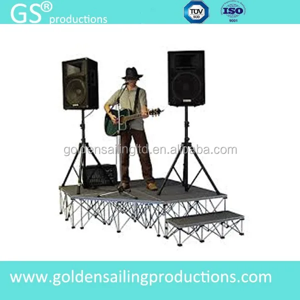 Concert stage roof truss system, portable stage podium for music instruments