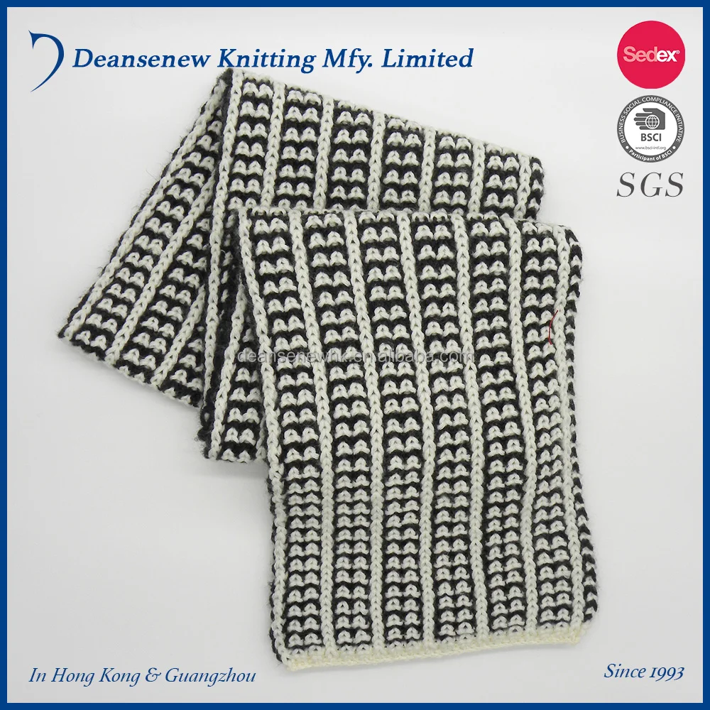 2024  factory  manufacture Fashion high quality  scarf 60% Cotton 30% Nylon 10% Lambswool 2-Tone Texture Knitted Scarf Muffler