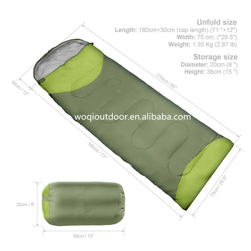 Woqi ultralight sleeping bag Compact Waterproof Windproof Envelope Style hiking camping sleeping bag