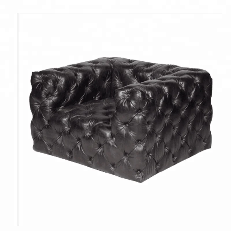 bespoke chesterfield black leather sofa set genuine leather tufted buttons classic chesterfield-sofa handcrafted traditional UK
