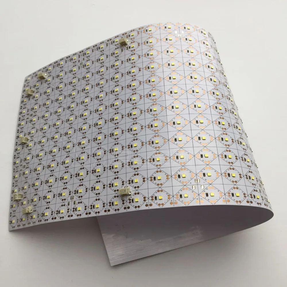 Dimmable flexible led sheet light tiles for curved face lighting