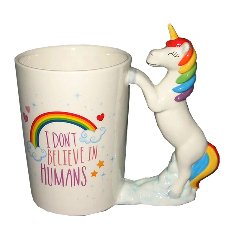 Cuteness 3D  Horse Unicorn Ceramic Coffee Mug Cups for Funny Christmas gift