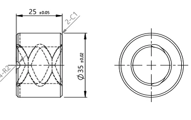 Oil groove mutual symmetry silicon carbide bearing shaft bushing