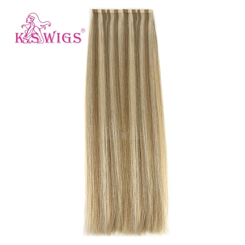 
K.S WIGS Hook Tape For Hair 20 Inch Green Tape Hair Double Drawn Tape In Virgin Hair Extens 