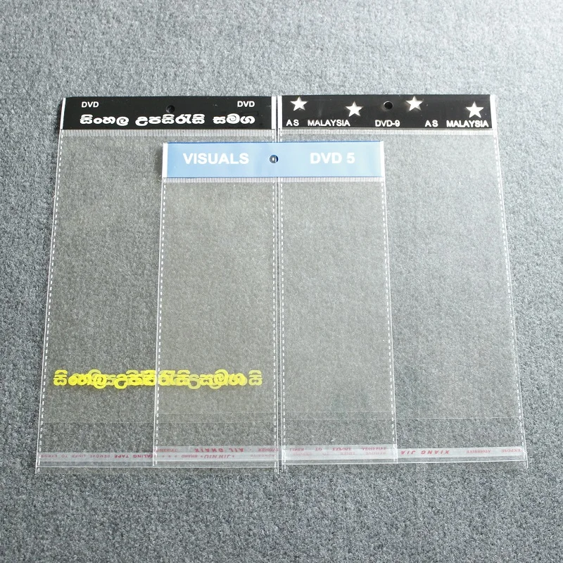 Custom Clear Self Adhesive Seal Plastic CD DVD Packing Bag