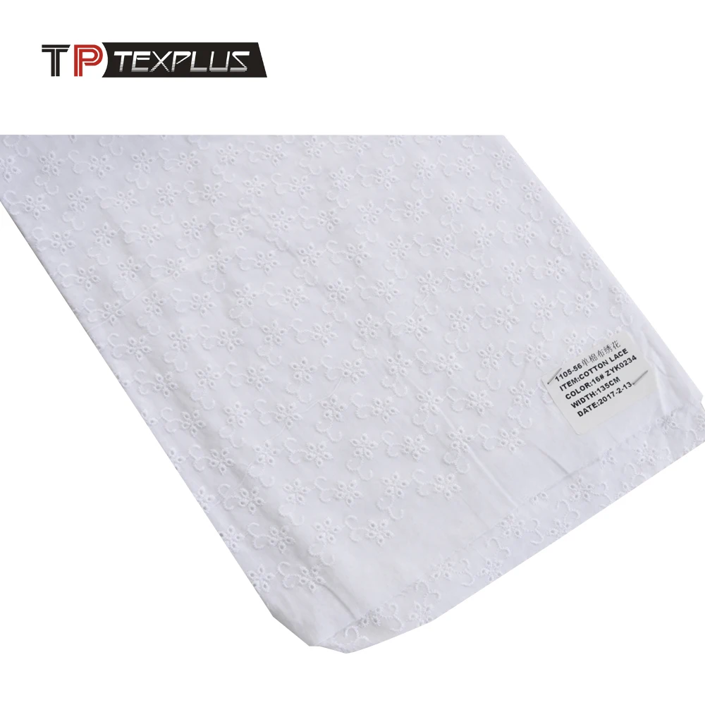 High quality 100% cotton white cut work embroidery cotton lace fabric