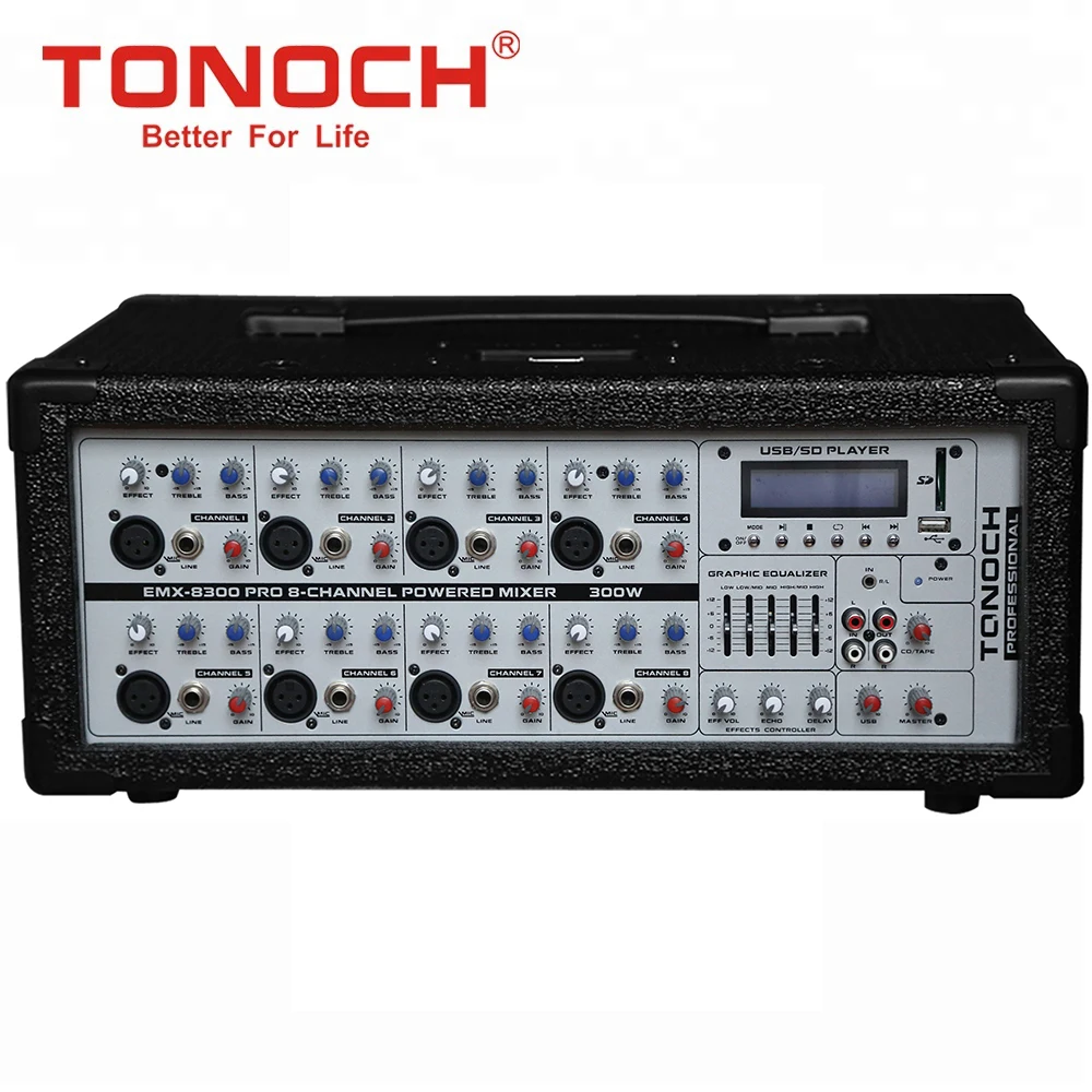 TONOCH OEM professional 8 channel built-in MP3 player integrate USB SD power sound Audio Amplifier Box