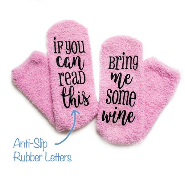 
Amazon funny print custom word cupcake packing socks if you can read anti slip wine socks 