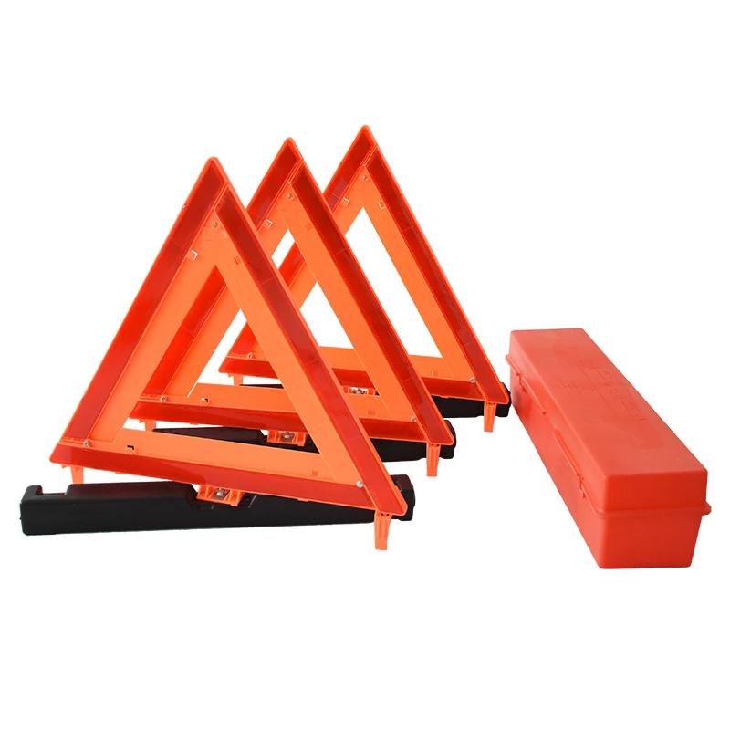 3 Packed High Reflective Emergency Roadside Early Red Warning Triangle for Roadside Safety