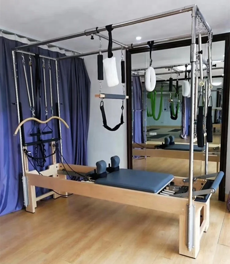 
Wood Pilates Reformer Cadillac Machine with Full Trapeze Combination Pilates Studio Combo Cadillac Reformer Machine SRP07 