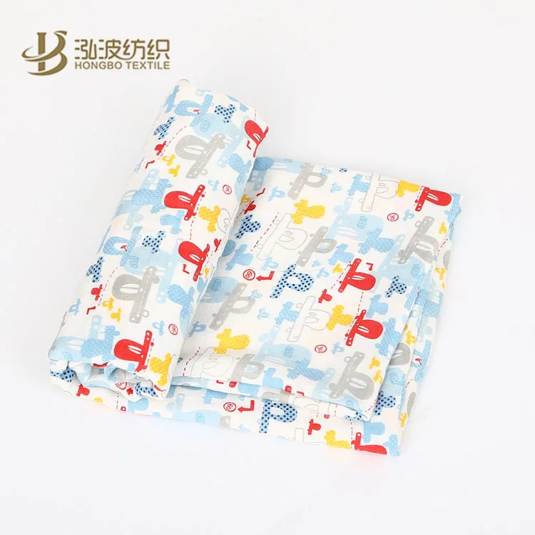 Baby Blanket Manufacturer 100% Cotton Printed Muslin Fabric Baby Swaddle Blanket Bamboo Baby Muslin Wrap Cloth