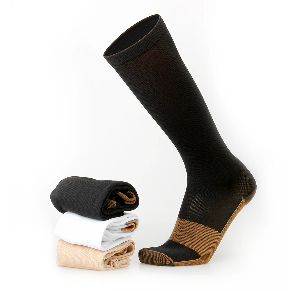 
Custom high knee travel copper compression socks for man and woman 