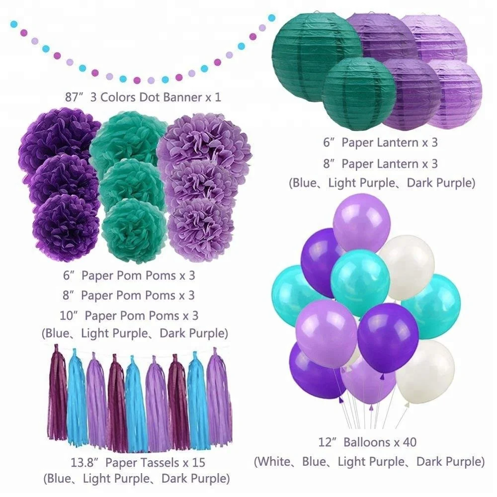 Mermaid Party Supplies Under the Sea Decorations Pack