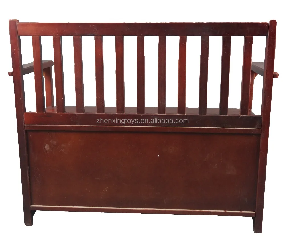 Brown wooden bench with storage box,wooden bench with back for kids