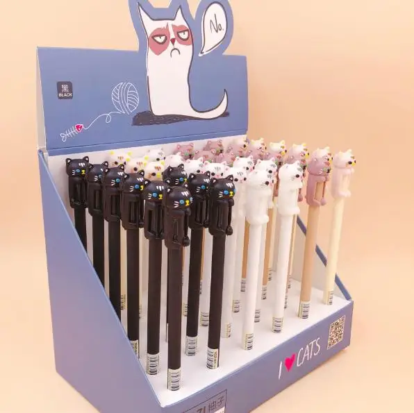 cartoon silica gel pen color big flower cat cartoon silica gel pen 36 a box  PN5057
