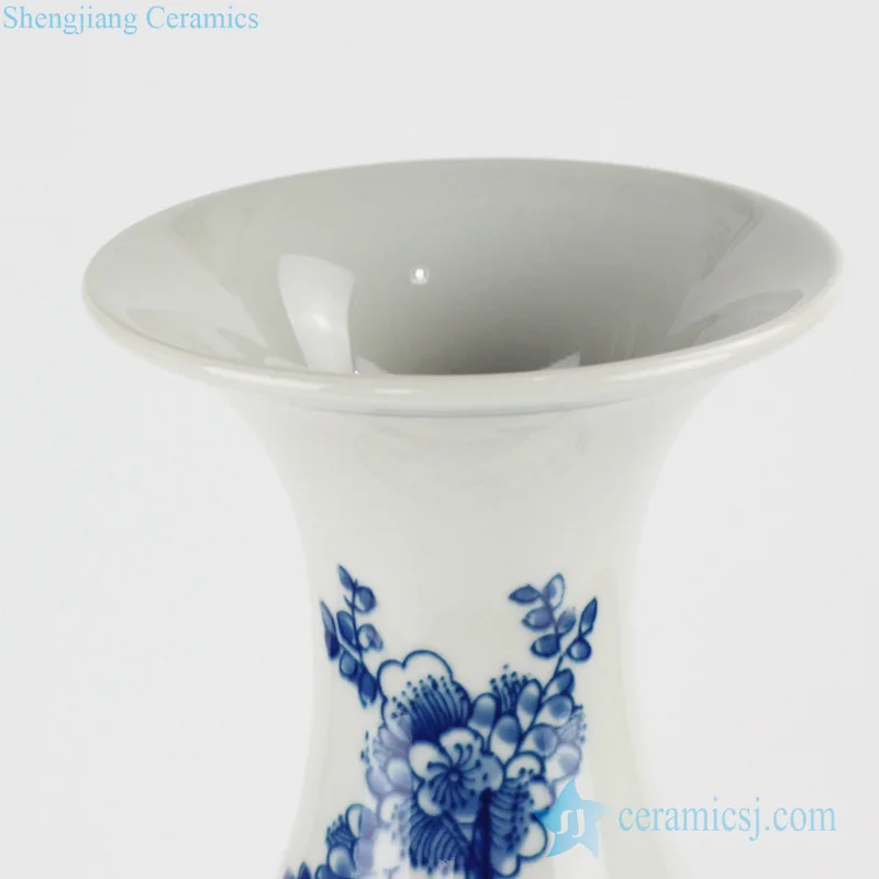 RZJP02 Classic Asian blue and white bird and flower porcelain spring bottle