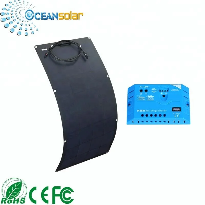 12v 110w semi flexible  sunpower solar panel ETFE all in black