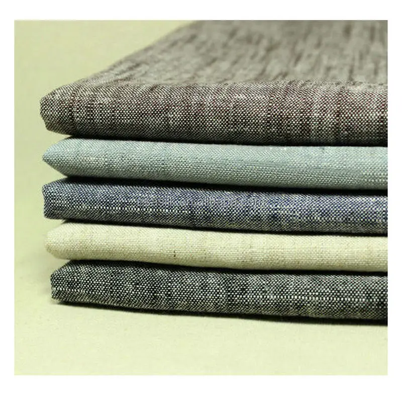 Two Tone 14S 140CM width Yarn Dyed Demin Pure Linen Fabric Wholesale