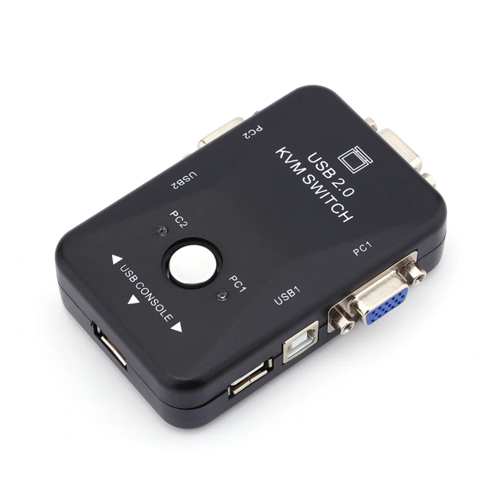 2 Port USB VGA KVM Switch Box without Cables For Computer PC Sharing Monitor Keyboard Mouse