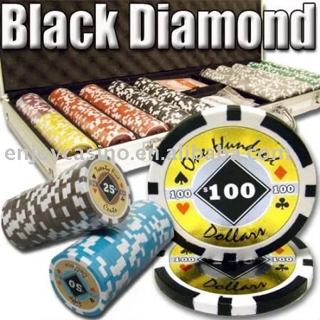 500pc Black Diamond professional Texas customized poker chip set