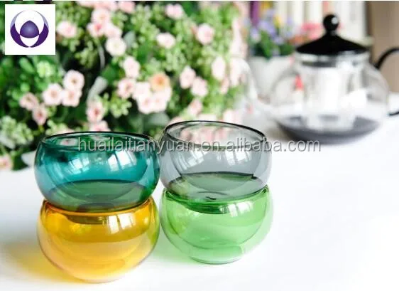 heat resistant hand made colored glass tea sets