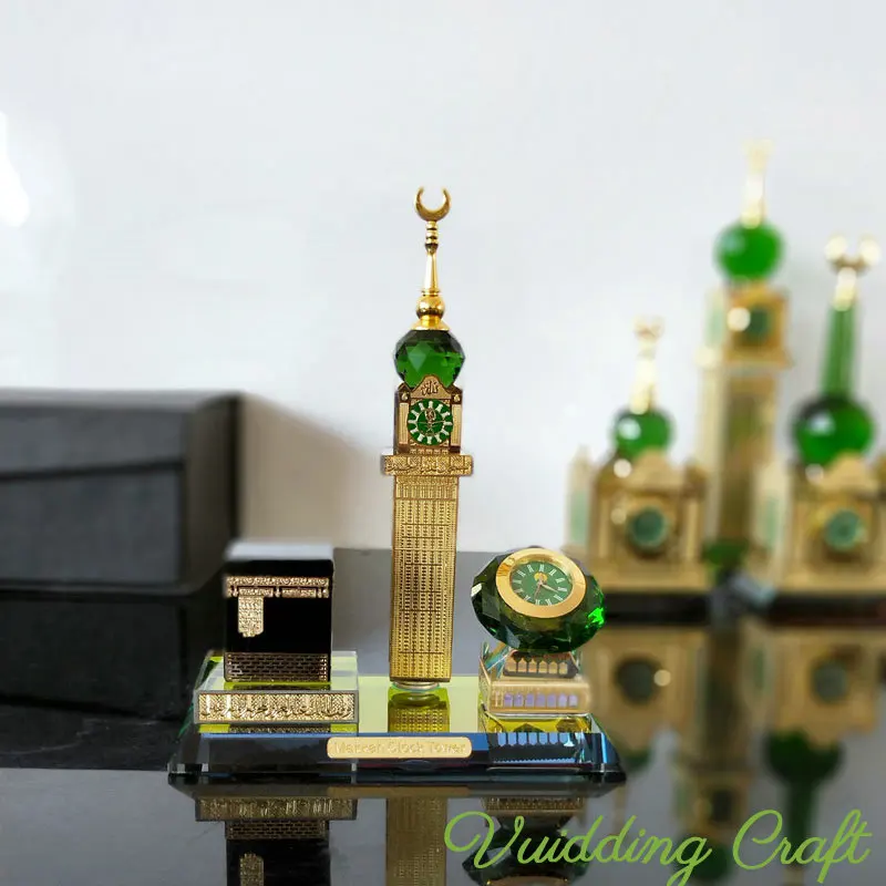 Crystal Tower Clock Makkah+Kaaba+Diamond Clock For Wedding Souvenirs